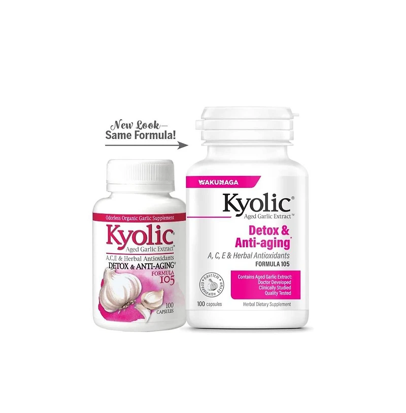 Kyolic Aged Garlic Extract Formula 105, Detox and Anti-Aging, 100 Capsules