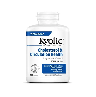 Kyolic Aged Garlic Extract Formula 150, Cholesterol and Circulation Health, 180 softgels