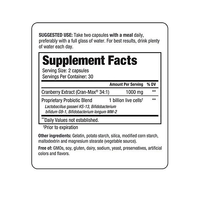 Kyo-Dophilus Cran+ Probiotic, Urinary Tract and bladder health, 60 capsules