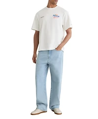 Reiss Men's La Papaya McLaren Racing Miami Papaya-Print Unisex-Fit T-Shirt