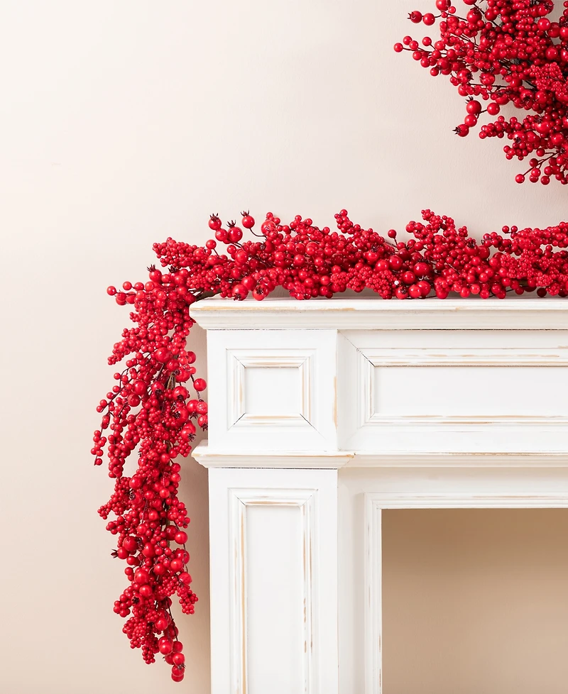 Glitzhome 6-Ft. Christmas Full Berry Garland