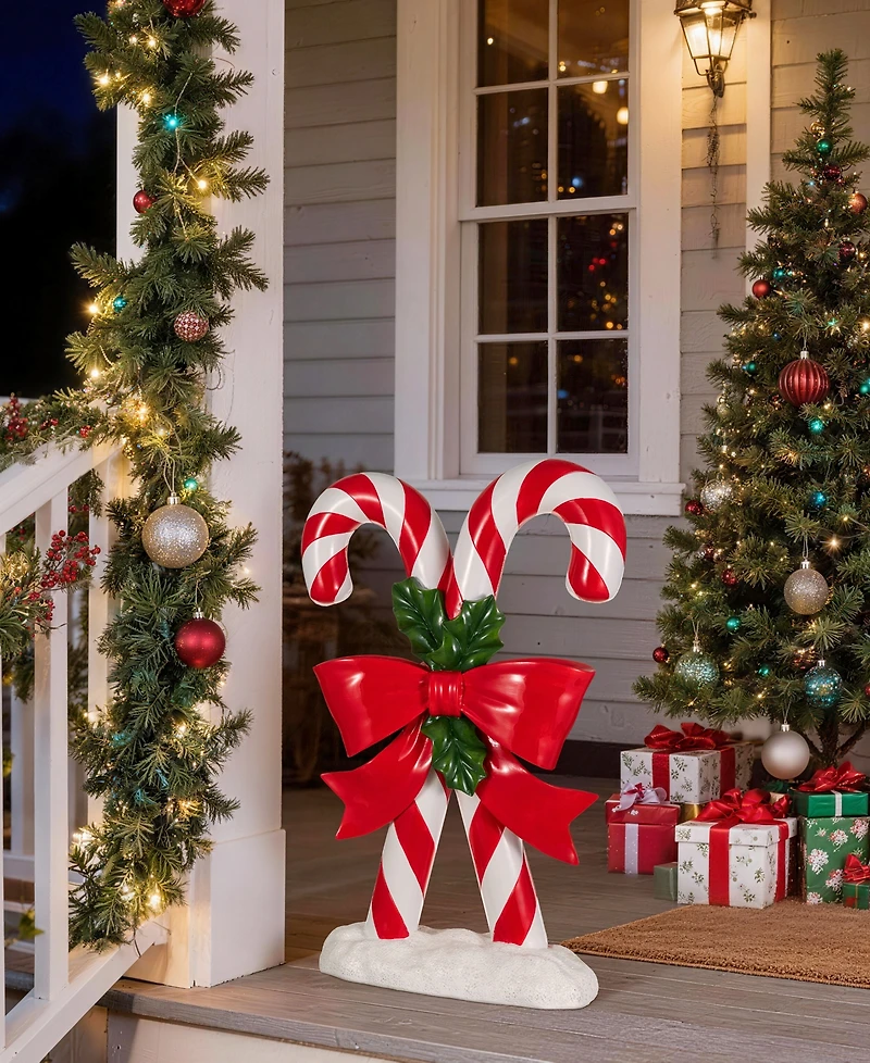 Glitzhome 24" Christmas Candy Cane Porch Decor