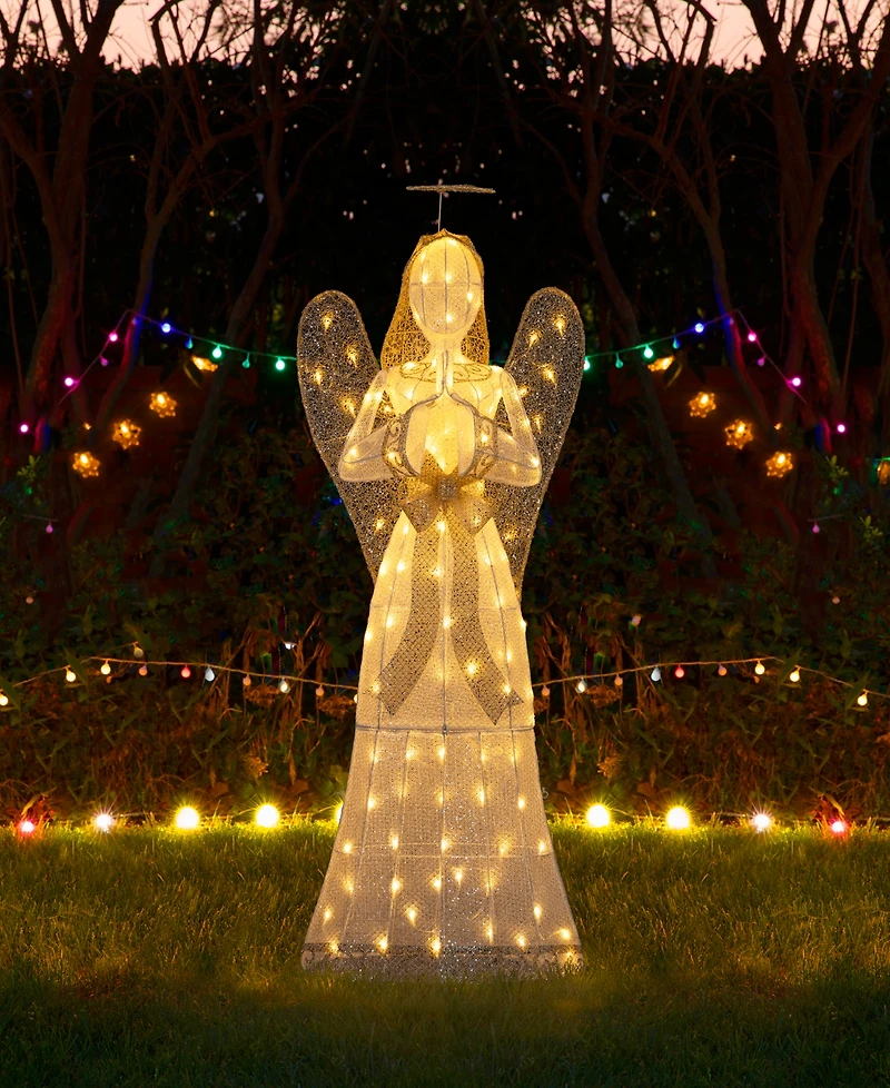 Glitzhome 63" Glittered Fabric Angel Decor