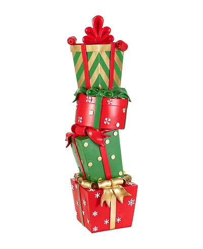 Glitzhome 30.25" Christmas Stacked Gift Box Porch Decor