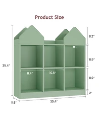 homfan Set of 2 Kids Castle Cube Toy Storage Organizer 6 Cubby Open Bookshelf with Anti Tip Wall Device Perfect for Playrooms