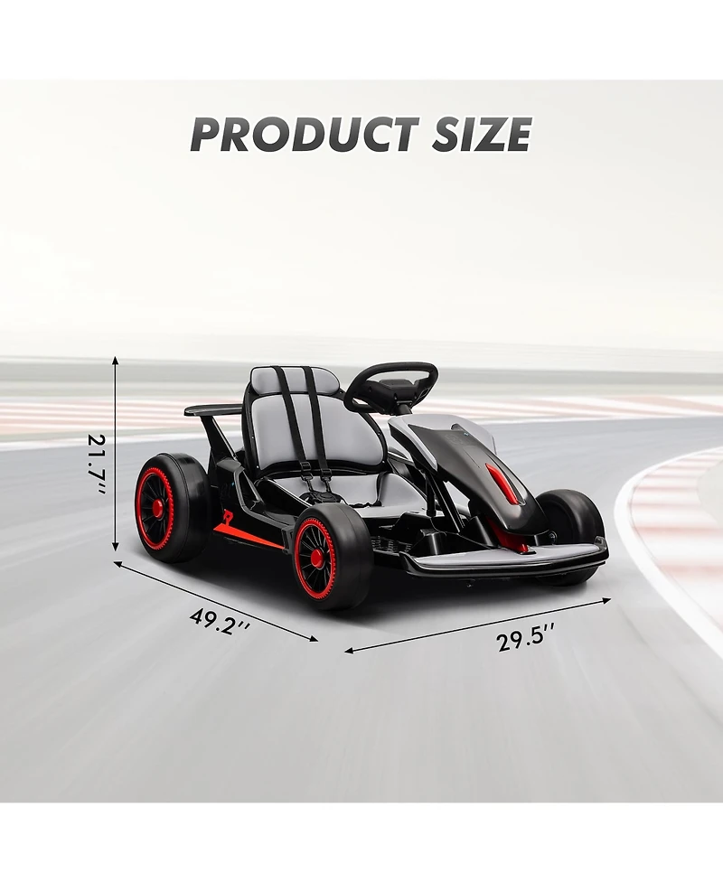 homfan 49.6 x 26.6 11.0 Inch Kids Electric Drift Go Kart, 24V Battery Powered Racing Kart with 10 Mph Speed, 2 Motor for Outdoor Fun