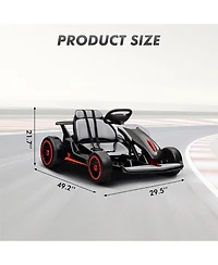 homfan 49.6 x 26.6 11.0 Inch Kids Electric Drift Go Kart, 24V Battery Powered Racing Kart with 10 Mph Speed, 2 Motor for Outdoor Fun