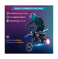 homfan 24V 9ah Kids Ride on Motorcycle,13.6MPH Fast Speed Electric Battery-Powered Off-Road Motocross with 250W Strong Motor, Chain-Driven