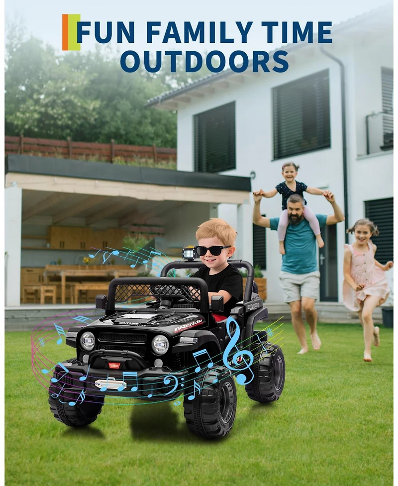 homfan 43.3 x 28.3 Inch Kids Electric Ride On Car 12V Battery Powered with Remote Control for Outdoor Play