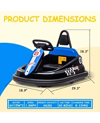 homfan 29.9x19.3x10.2 Kids Electric Bumper Car 6V Ride On Toy, 3 mph Speed, Dual Drive Motors, 360degree(s) Spin, Soft Ring, Indoor Play