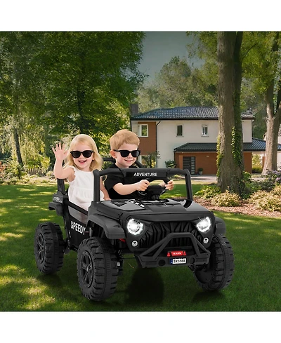 Homfan 48.4x31.1x32.6 24V Kids Electric Ride-On Car with Remote Control. Metal Frame. Led Lights. for Outdoor Play.