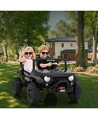 Homfan 48.4x31.1x32.6 24V Kids Electric Ride-On Car with Remote Control. Metal Frame. Led Lights. for Outdoor Play.