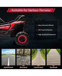 homfan 24V 2-Seater Kids Electric Utv Ride-On Car – 200W Dual Motors, Metal Frame, Off-Road Suspension, Remote Control, Usb, Music, Led Lights