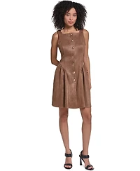 Karl Lagerfeld Paris Women's Faux Suede Fit And Flare Midi Dress