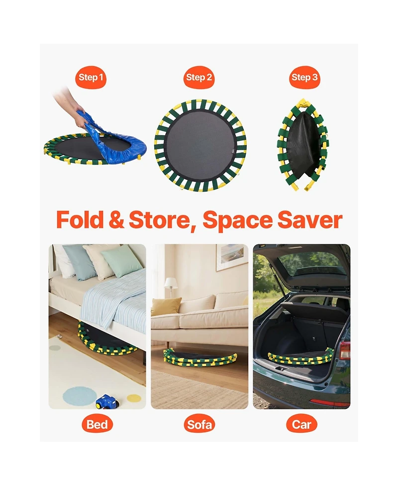 Vevor Trampoline for Kids Indoor/Outdoor Foldable Baby Toddlers Trampoline