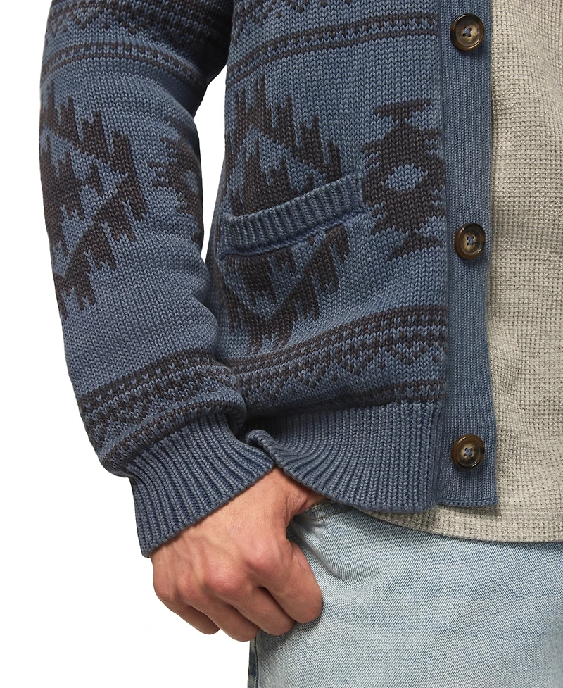 Lucky Brand Men's Southwestern Shawl Collar Cardigan Sweater