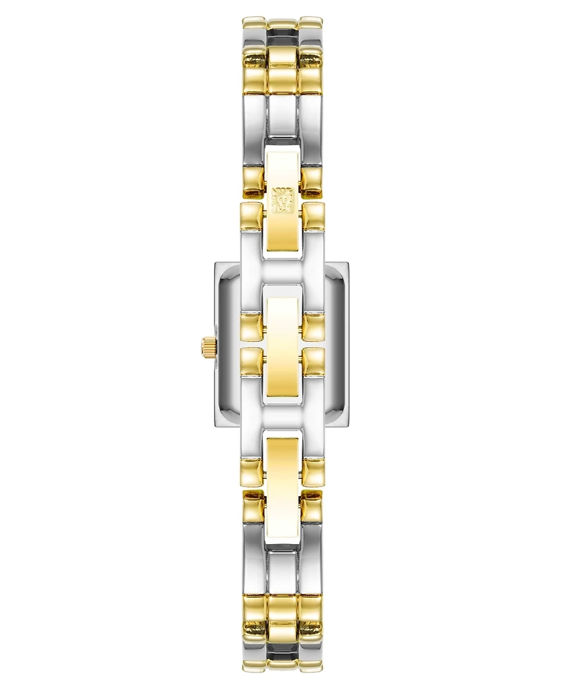 Anne Klein Women's Quartz Rectangle Two-Tone Alloy Metal Bracelet Watch 28mm x 16.3mm