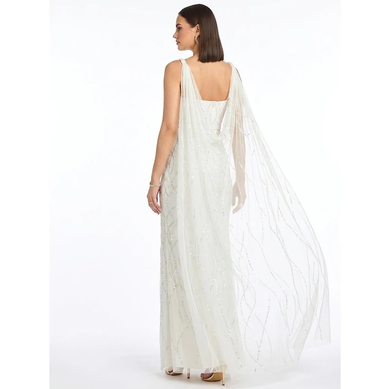 Lara Women's Beaded Wedding Gown with Cape