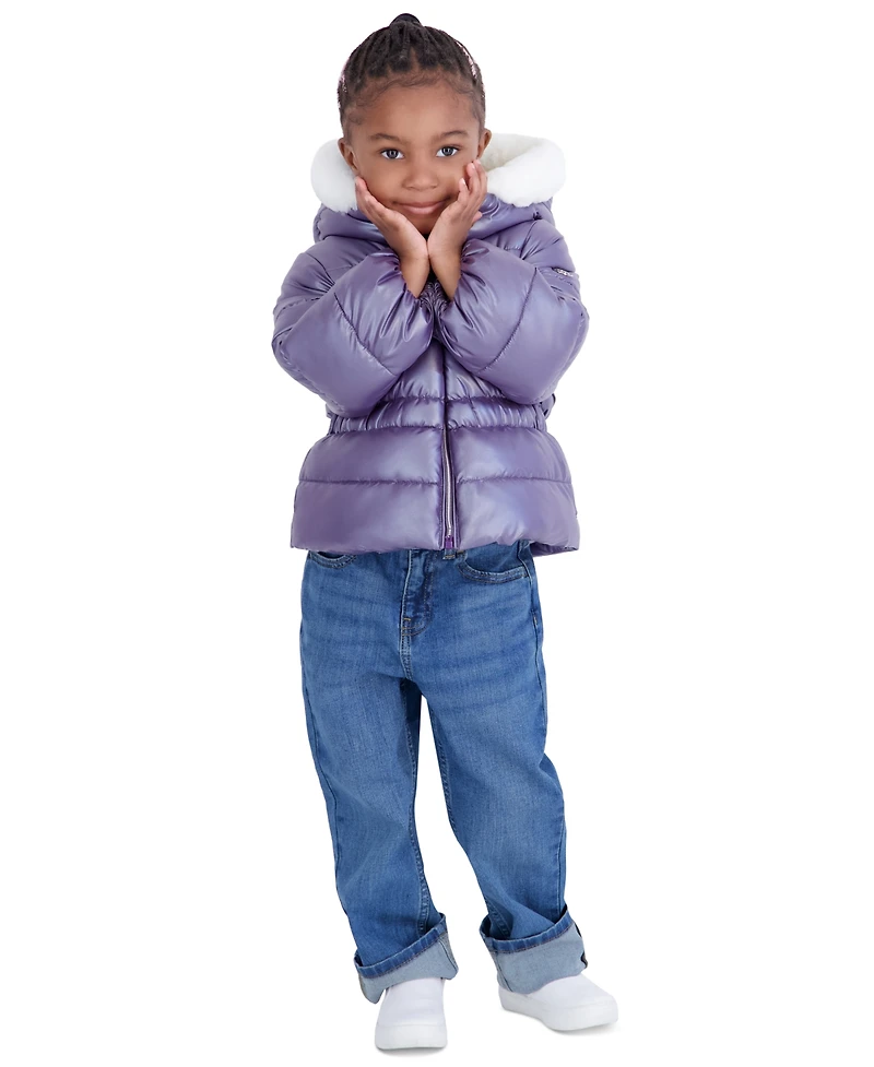 Michael Kors Toddler Girls' 2T-5T Pearlized Peplum Long-Sleeve Puffer Jacket