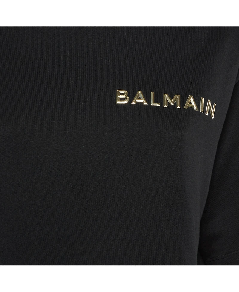 Pre-Owned Balmain Women's Logo Embossed Jersey Crop Top