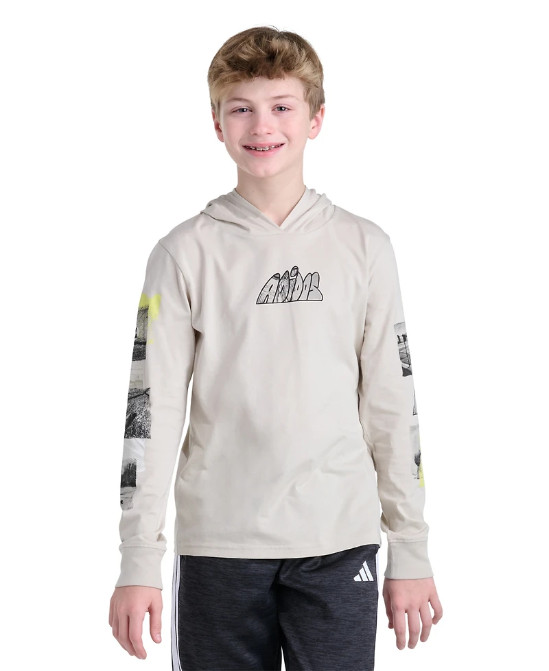 adidas Boys' 8-20 Long-Sleeve Hooded Photoreal Sport T-Shirt