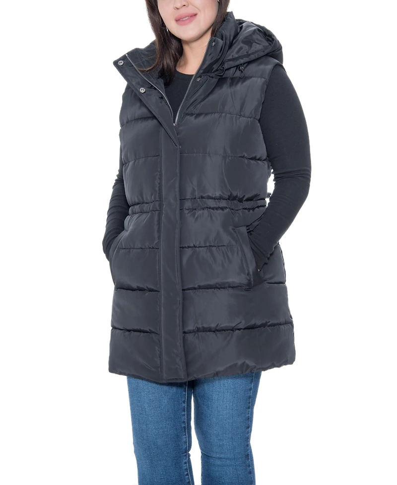 Sebby Collection Plus Puffer Vest With Drawstring Waist
