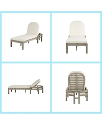 Asagikoiai 5-Position Outdoor Chaise Lounge Set of 2, Acacia Wood Recliners with Cushions
