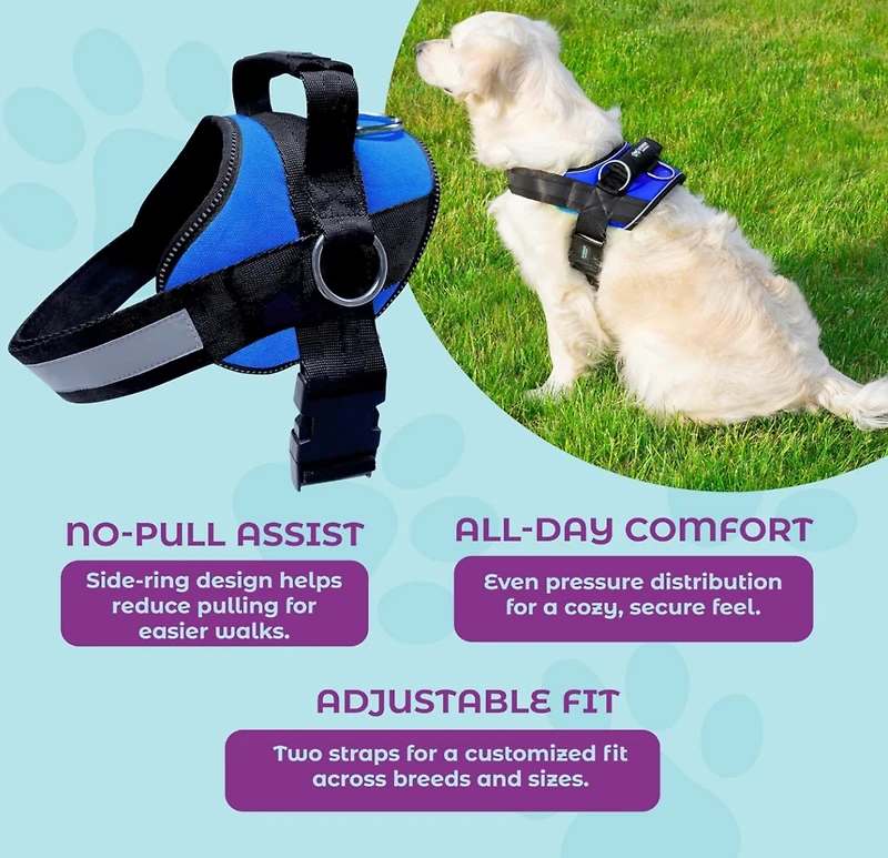 ProMounts Side Ring No Pull Dog Harness - No Choke, Escape Proof, Reflective, 3 Leash Clips