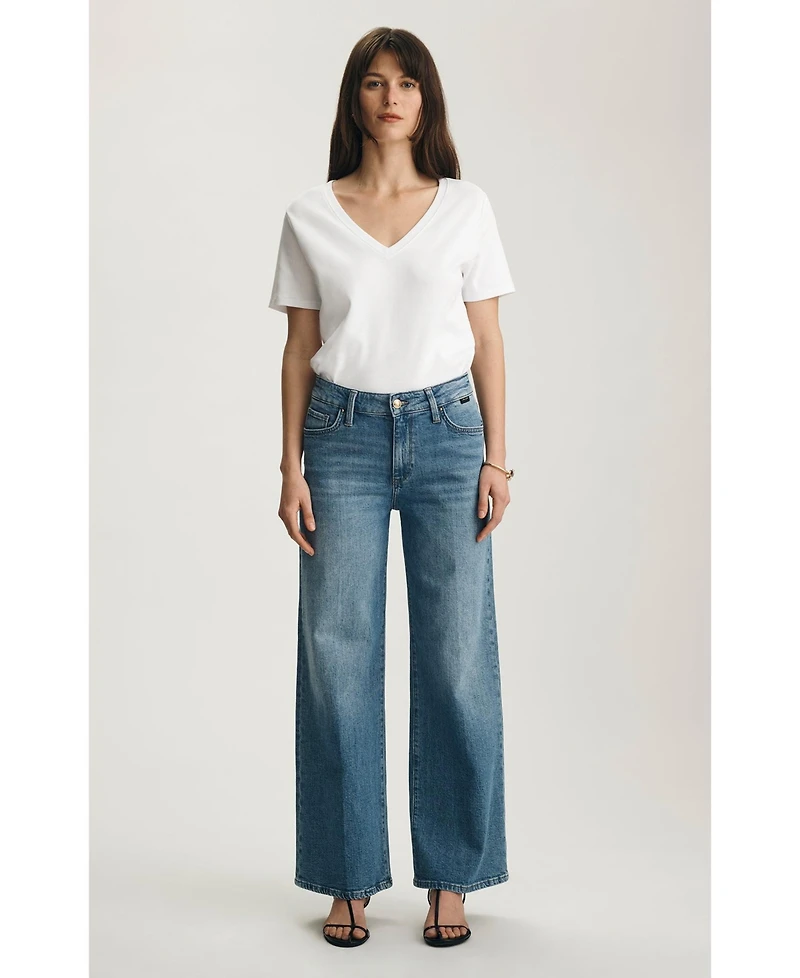 Mavi Jeans Women's Paloma Mid Rise Wide Leg Brushed Gold Premium