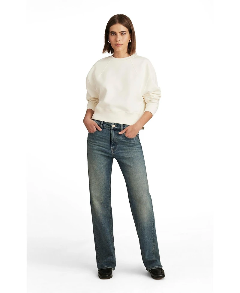 Mavi Jeans Women's Taylor High Rise Straight Leg Mid Used Gold Premium