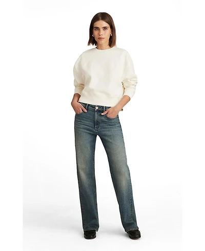 Mavi Jeans Women's Taylor High Rise Straight Leg Mid Used Gold Premium