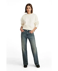 Mavi Jeans Women's Taylor High Rise Straight Leg Mid Used Gold Premium