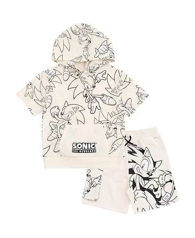 Sonic the Hedgehog Boys' 2-Piece Hooded T-Shirt and Shorts Set