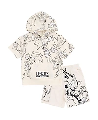 Sonic the Hedgehog Boys' 2-Piece Hooded T-Shirt and Shorts Set