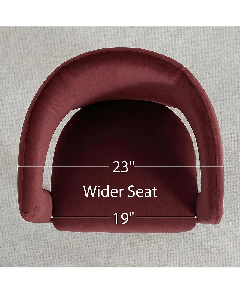 Maison Boucle Modern Velvet Barrel Dining Chairs Set of 2, Burgundy Upholstered Curved Back, Wraparound Accent Side for Room and Kitchen