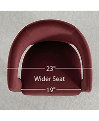 Maison Boucle Modern Velvet Barrel Dining Chairs Set of 2, Burgundy Upholstered Curved Back, Wraparound Accent Side for Room and Kitchen