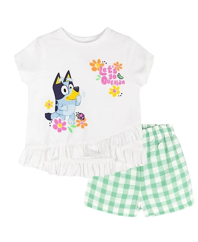 Bluey Toddler Girls T-Shirt and Chambray Shorts Outfit Set