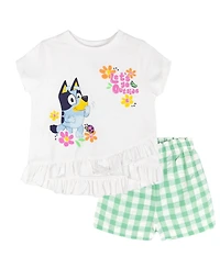 Bluey Toddler Girls T-Shirt and Chambray Shorts Outfit Set
