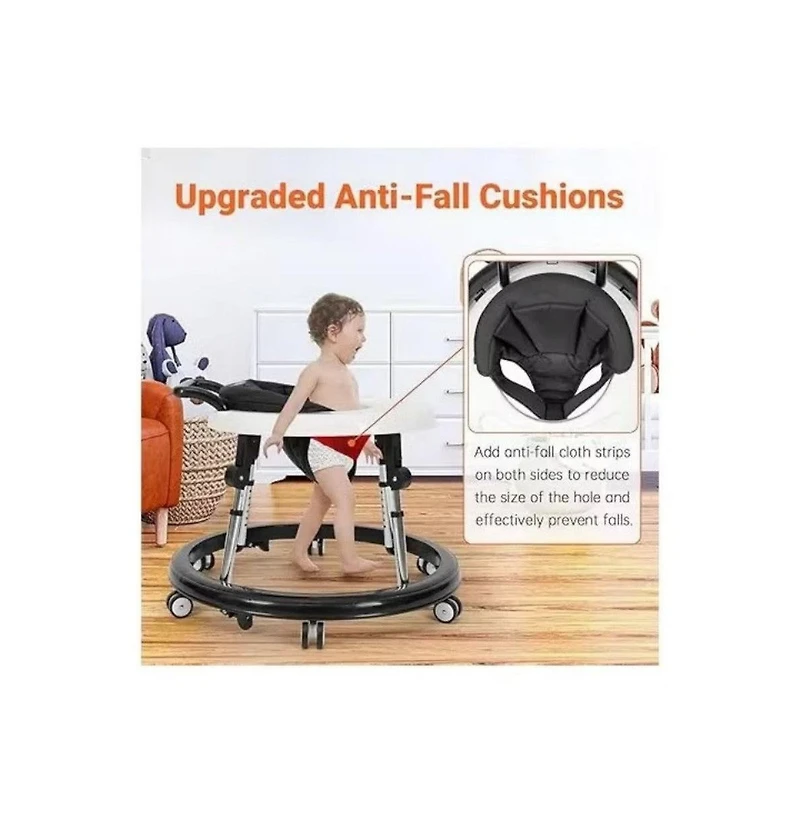 Kmaier Baby Walker Portable Adjustable Height Foldable Toddler Walker 9 Adjustable Heights, Baby Walker with Wheels Portable