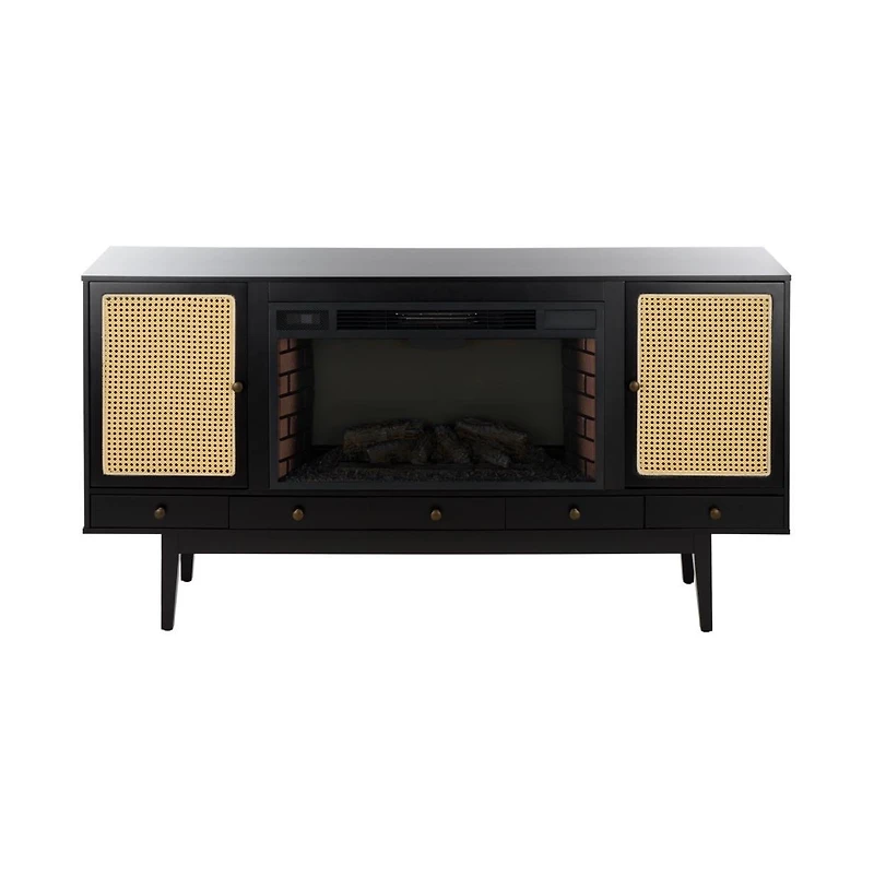 Augusta Home Simms Midcentury Fireplace with Media Storage