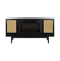 Augusta Home Simms Midcentury Fireplace with Media Storage