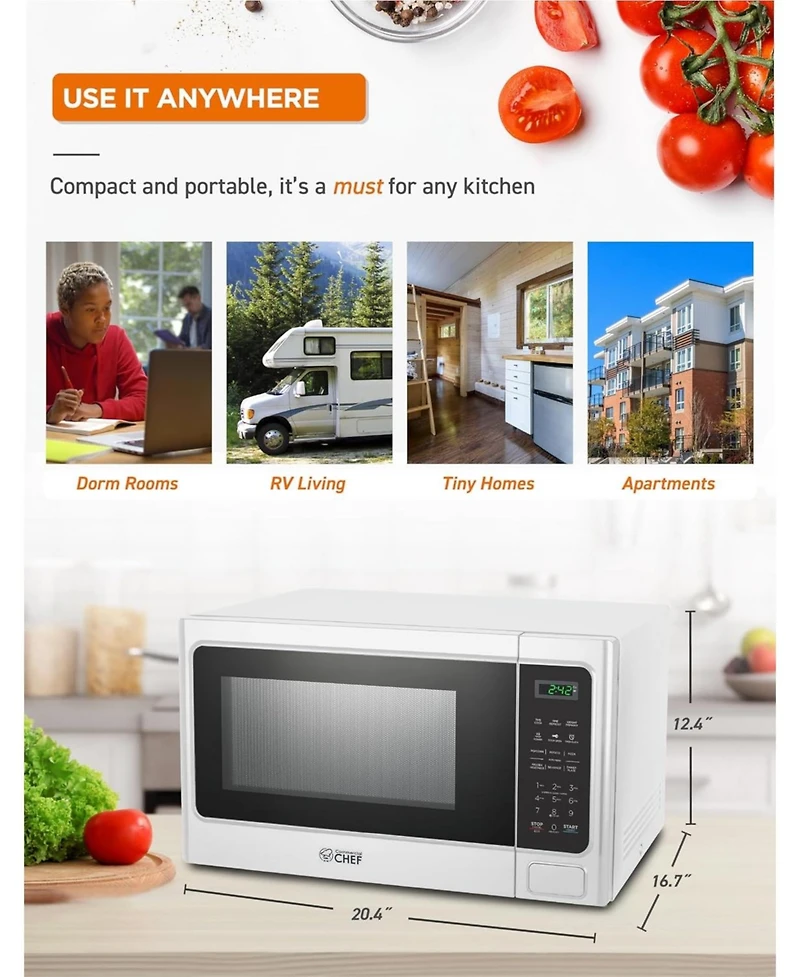1.3 Cu. Ft. Counter Top Microwave,White