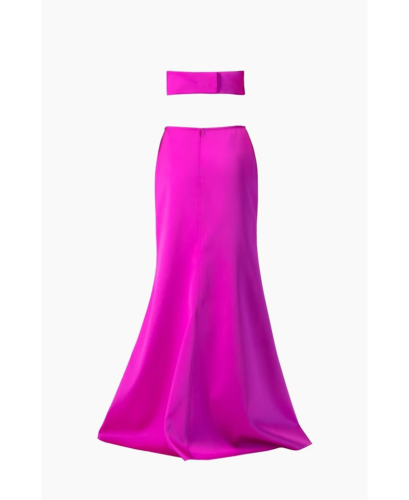 Ivonne Women's Strapless Bow-Front Crop -Top Gown Satin