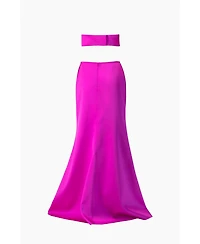 Ivonne Women's Strapless Bow-Front Crop -Top Gown Satin