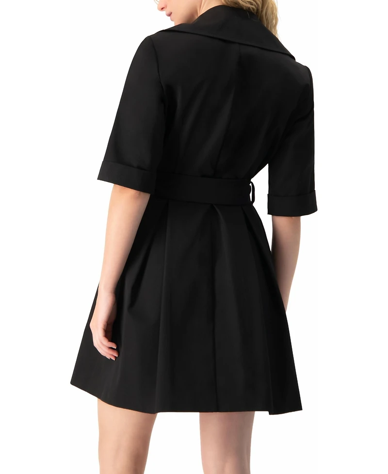 Ivonne Women's Belted Collared Short-Sleeve Shirt Mini Dress