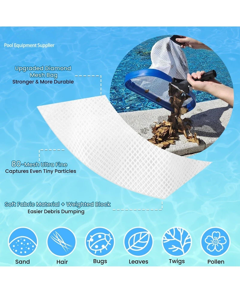 Xdovet Pool Net Heavy Duty Leaf Aluminum Frame Mesh Bag