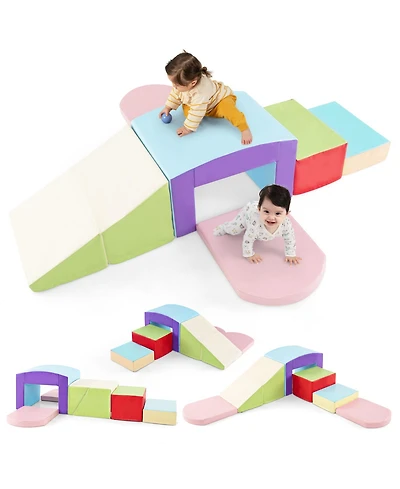 Slickblue Kids 6 Pieces Foam Climbing Blocks Soft Play Climbing with Tunnel