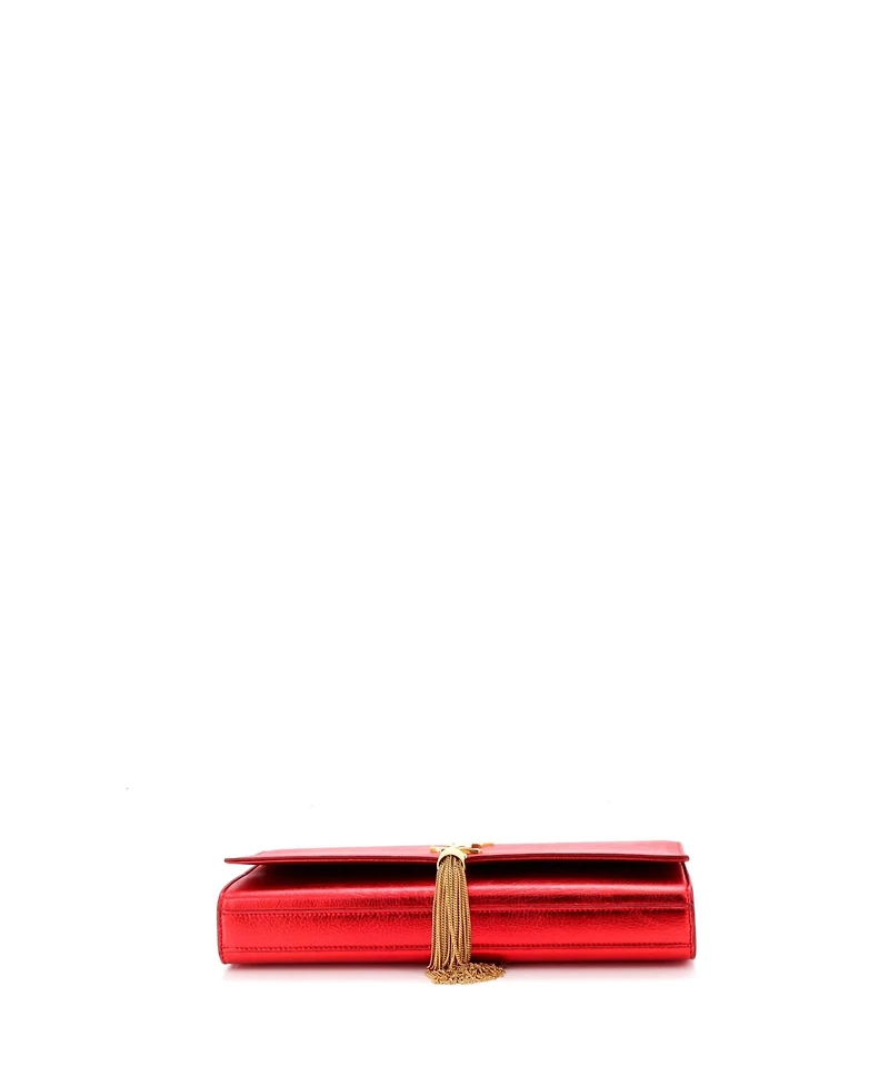 Pre-Owned Saint Laurent Long Classic Monogram Tassel Clutch Leather