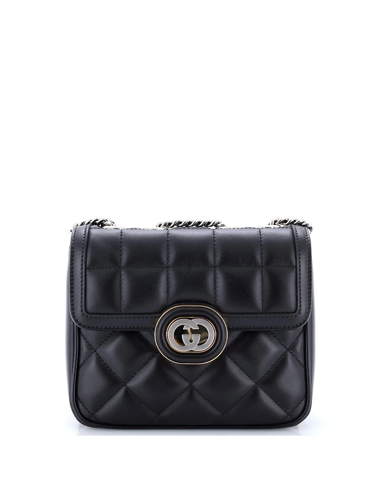 Pre-Owned Gucci Mini Deco Chain Flap Bag Mixed Matelasse Leather
