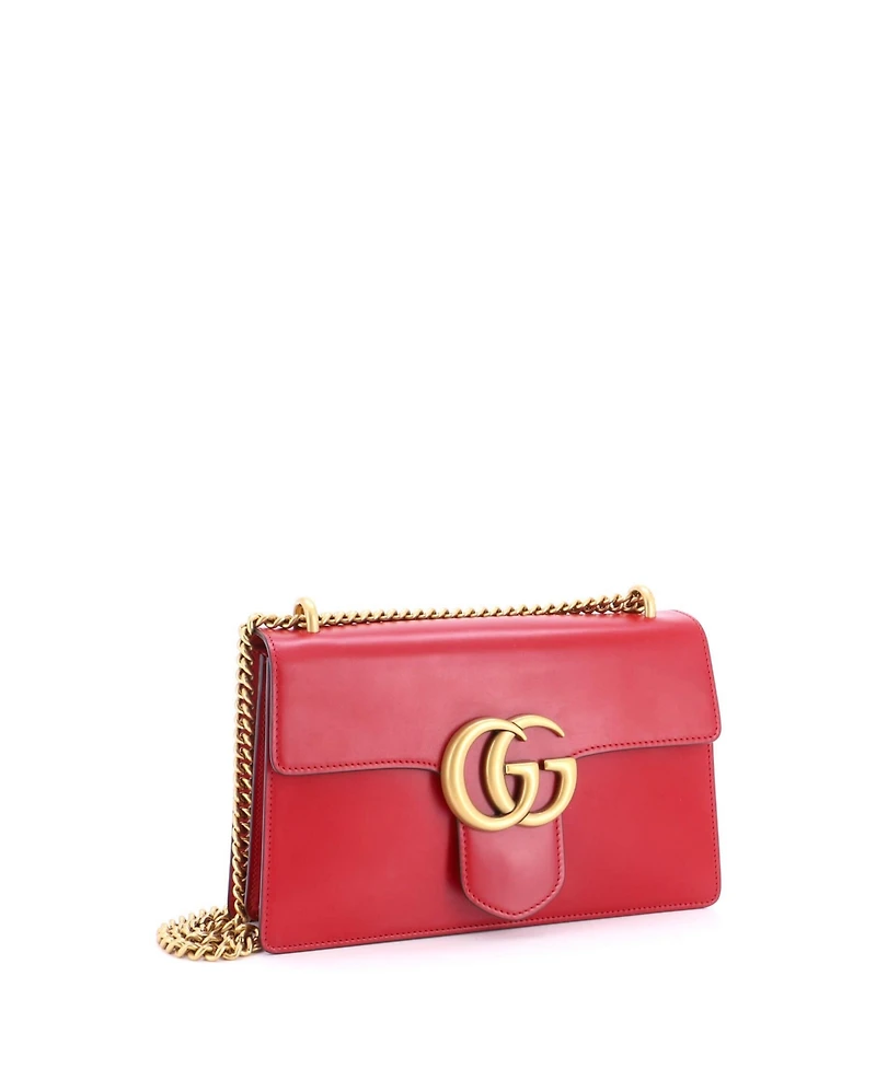 Pre-Owned Gucci Medium Gg Marmont Chain Shoulder Bag Leather